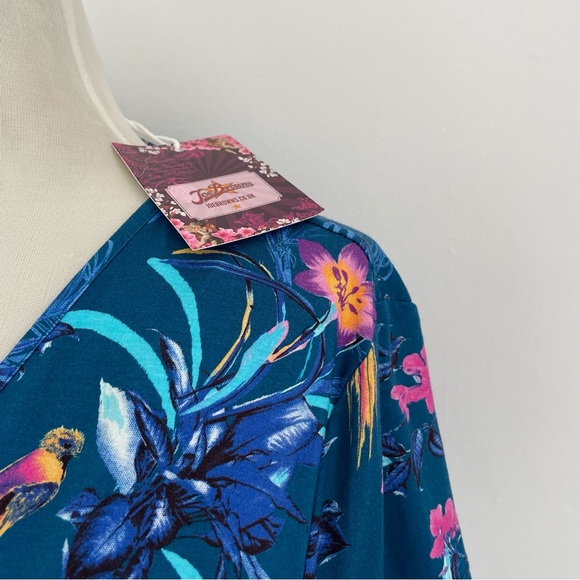 BNWT Joe Browns Blue Floral Wrap Effect Dress Short Sleeve Sz UK 18 Summer - Picture 4 of 9
